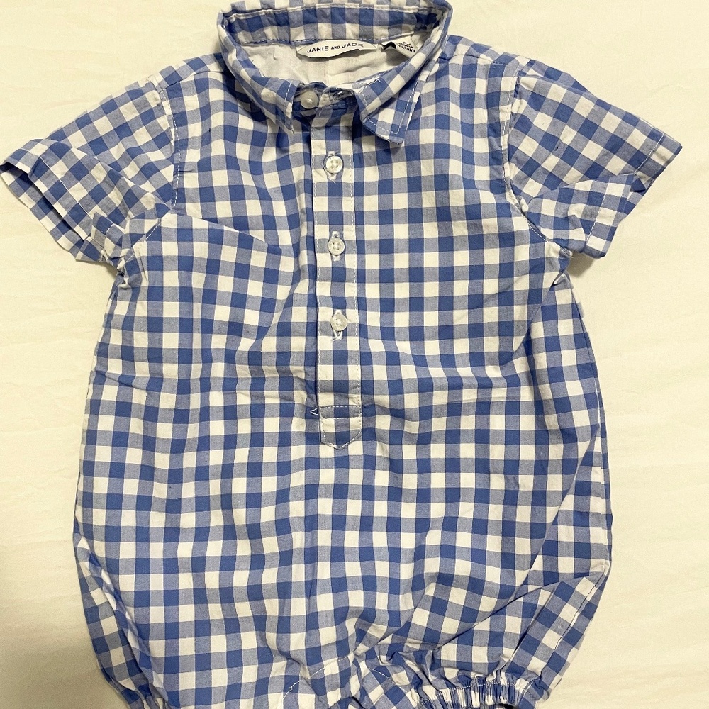 Janie and Jack Baby Gingham Onsie